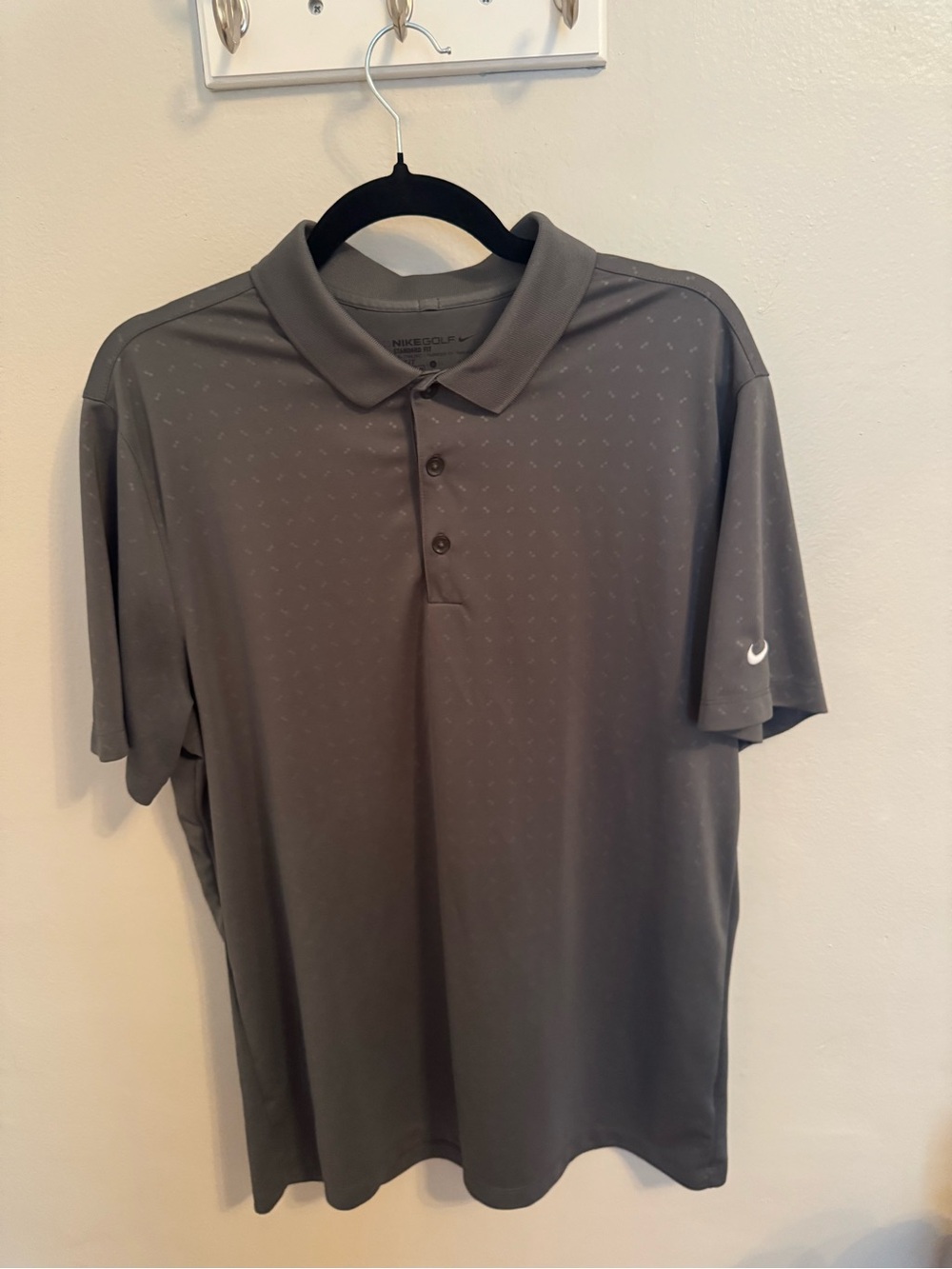Nike Golf Dri-FIT Men’s Gray Micro Print Polo Shirt Standard Fit - EUC